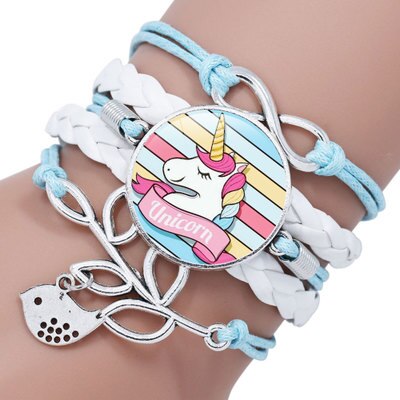 bracelet tressé de licorne de bande dessinée de pour la de bijoux d'accessoires d'enfant