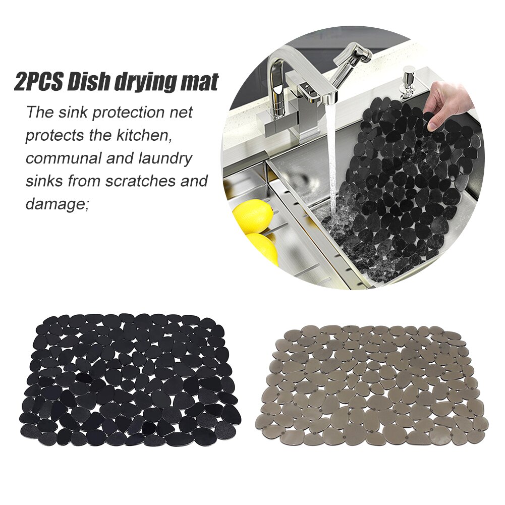 2pcs/pack Dish Drying Mat Cushioning Home PVC Kitchen Sink Protective Cover Soft Multifunctional Plates Glasses Accessories