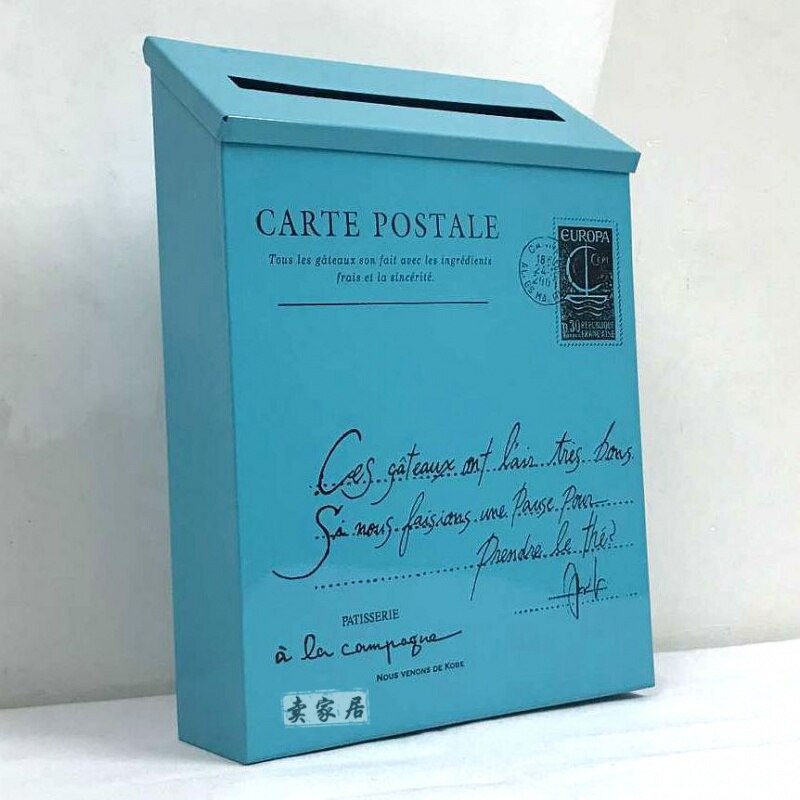 Handcraft Wood Outdoor Mailbox Gardening Cute Wall-Mounted Iron Anti-Rust Letter Box Convenient Box: B7