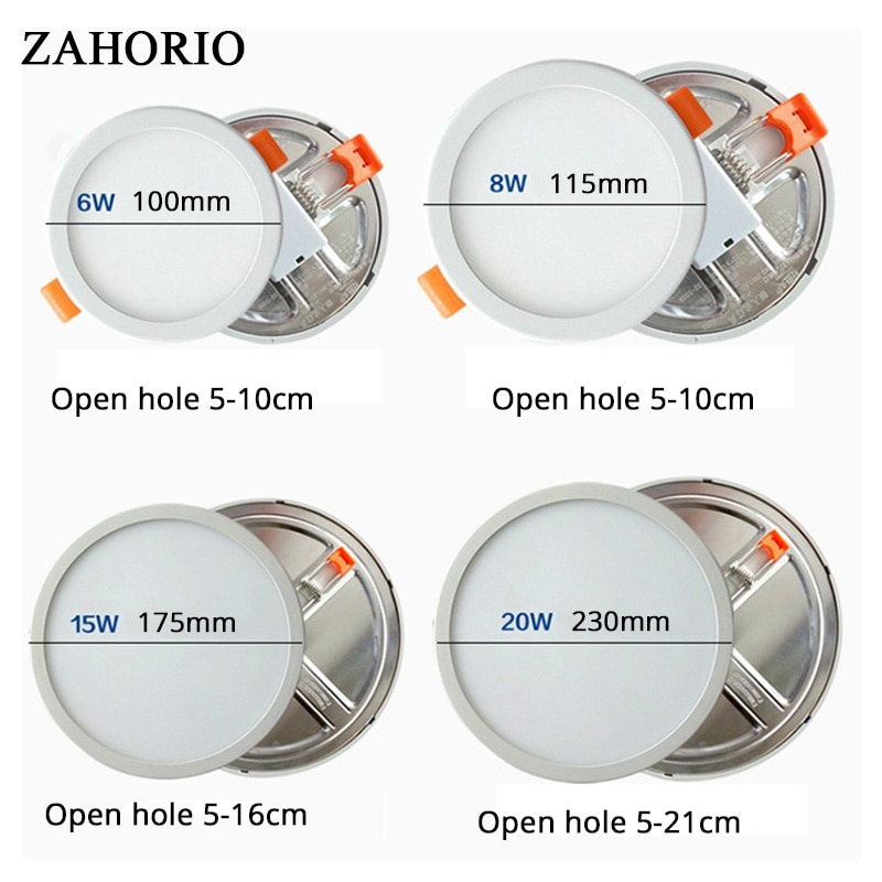Ac 85-265v ultradunne ronde vierkante led-paneellampen 6w 8w 15w 20w aluminium plafond inbouwspots open gat verstelbare lamp