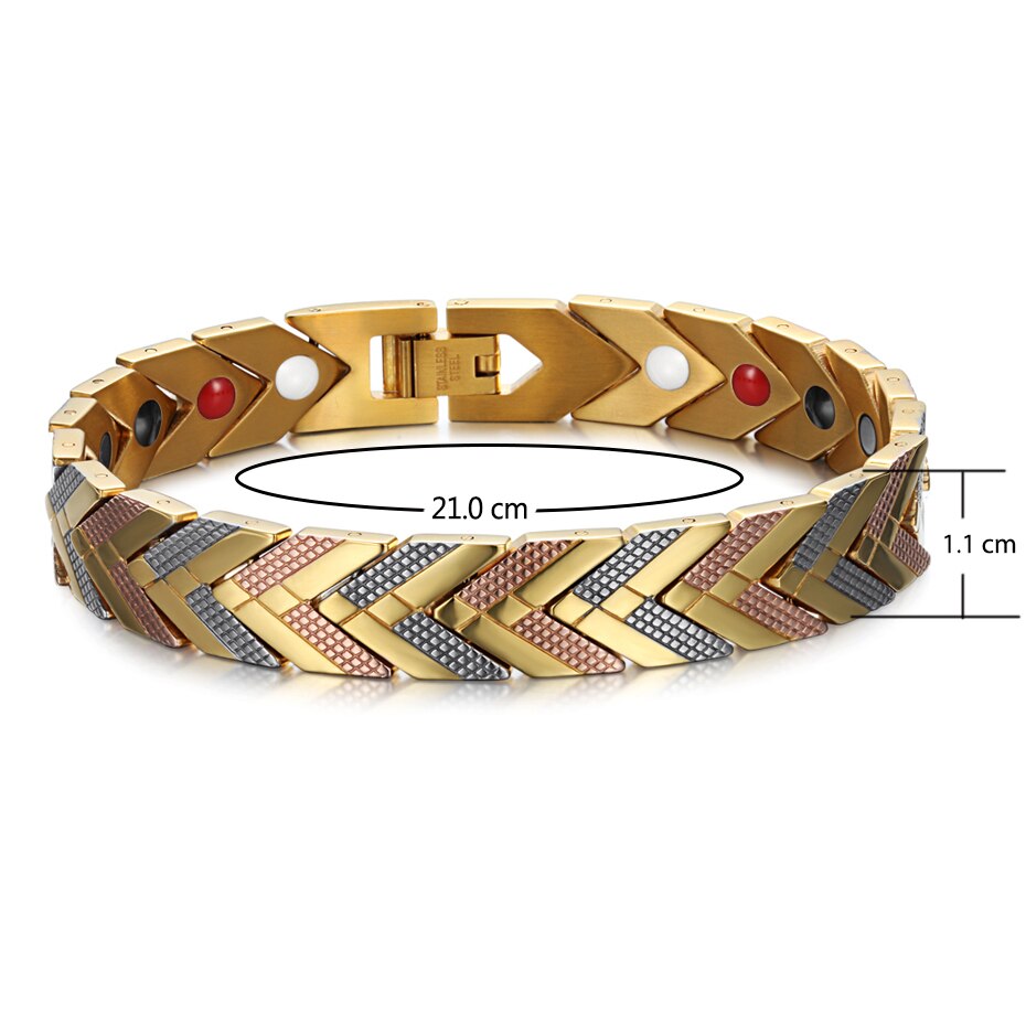 Goldene magnetarmbänder für damen, 4 in-in -1- kombination aus Germanium für gesundheit, bioenergie und heilwirkung, schmuck für frauen mit Arthritis
