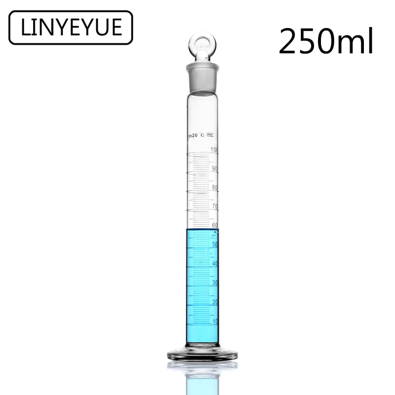 LINYEYUE 250mL Glass Graduated cylinder with stopper cap Measuring glass cylinder Laboratory Chemistry Equipment