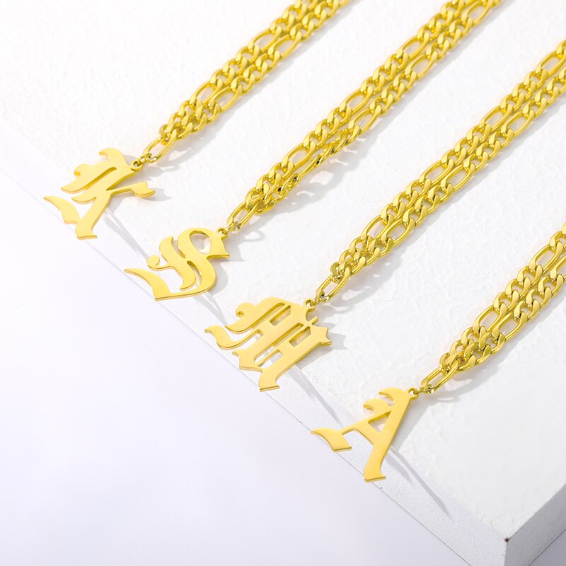 Initial fußkettchen für frauen Gold Kette knapp fußkettchen frauen boho edelstahl fußkettchen alt englisch schrift initialen Knöchel Armbinde