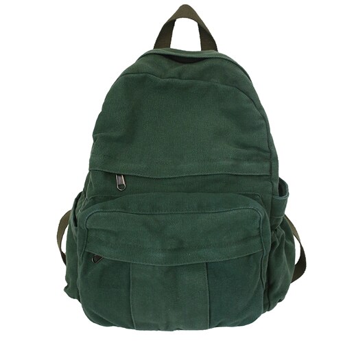 Vintage Casual Backpack Women Travel Bag High Capacity Solid Color Women's Backpack Student Zipper School Bag: green