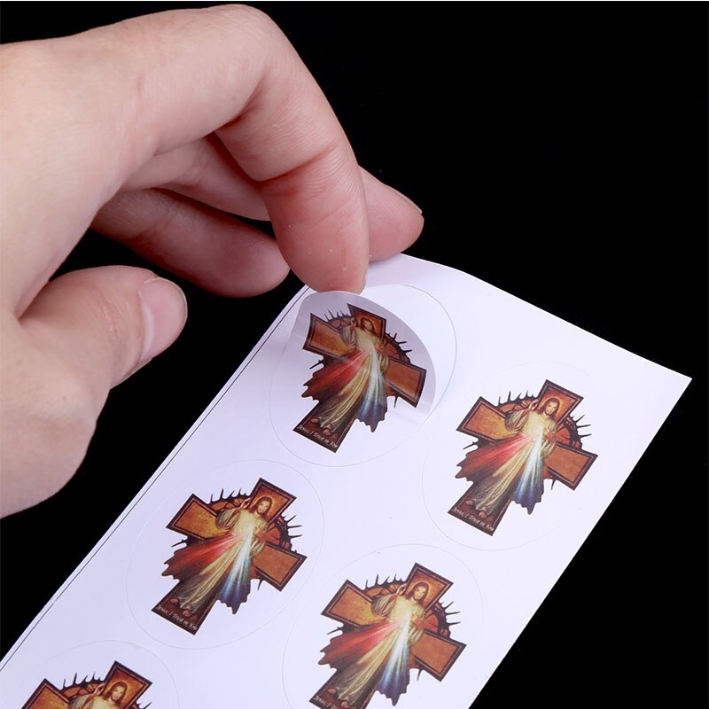 50pcs/Oval Religious Catholic Saint Mary Sticker Accessories 25x35mm: 25x35-50PCS18