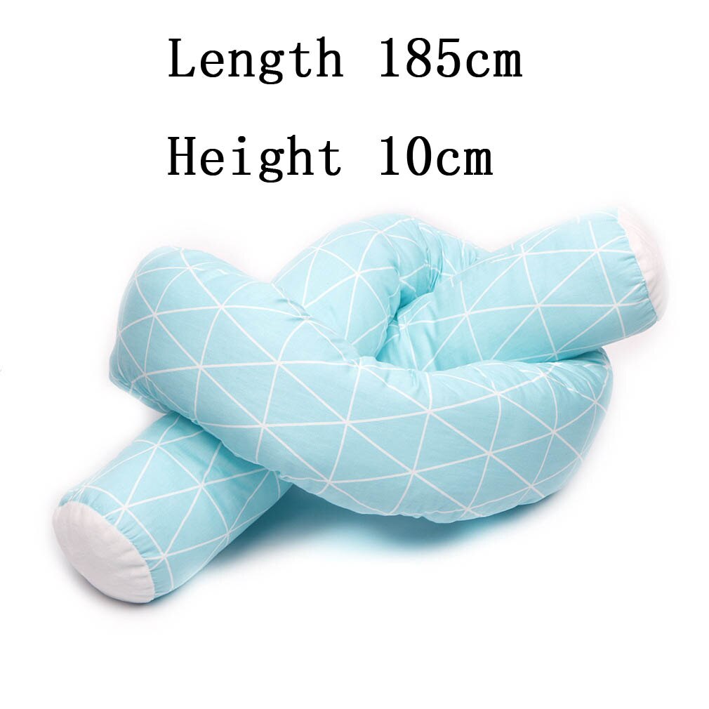 Long Pillow Children Bed Fence Baby Anticollision Pillows Bedside Soft Crib Bumper Children Newborn Cradle Bumpers: blue grid