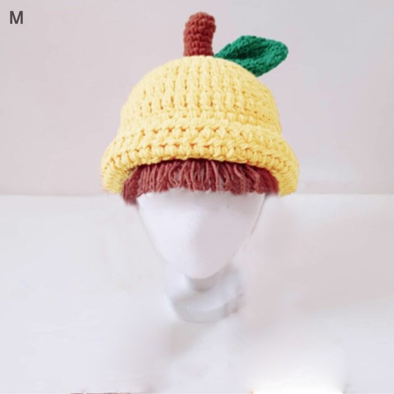 Bebis barn stickad peruk mössa handgjorda småbarn barn äppelstjärnor ull kntting kepsar flätor foto rekvisita huvudbonader 1-5 år