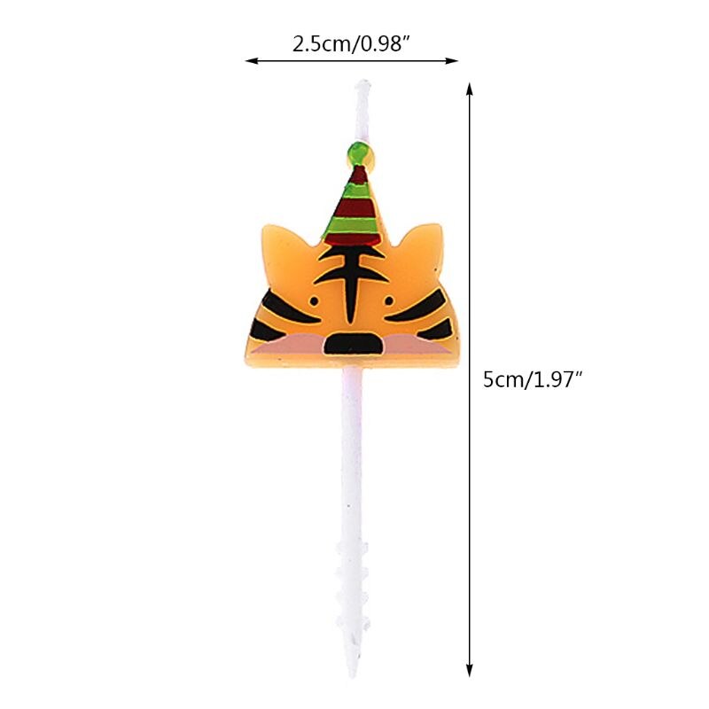 Bougies mignonnes de carnaval en forme de zoo | Ensemble de 5 pièces de bougies d'anniversaire en forme d'animaux