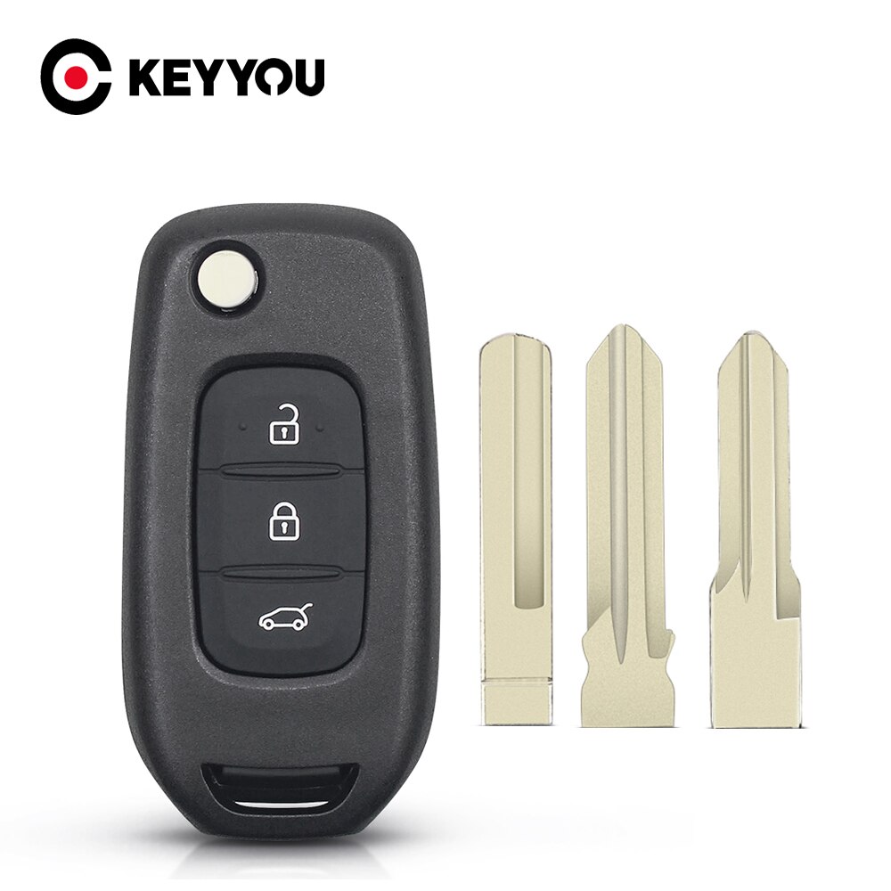 KEYYOU – coque de clé à rabat 3BTN, pour Renault Kadjar Captur, symbole Kaptur Megane Logan –