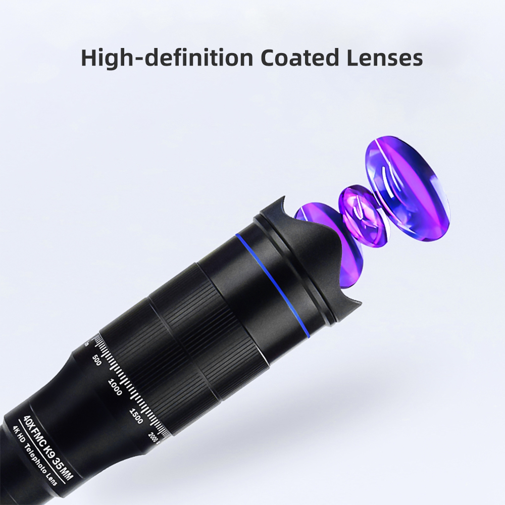 40X Mobile Phone Telephoto Lens Kit Lens Clip+Extendable Mini Tripod Remote Shutter for Wildlife Observation Watching Moon
