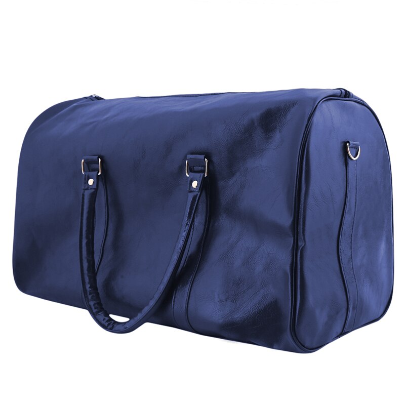 Portable Unisex Travel Bag Pu Leather Large Capacity Waterproof Luggage Bag Sports Fitness Handbag: blue