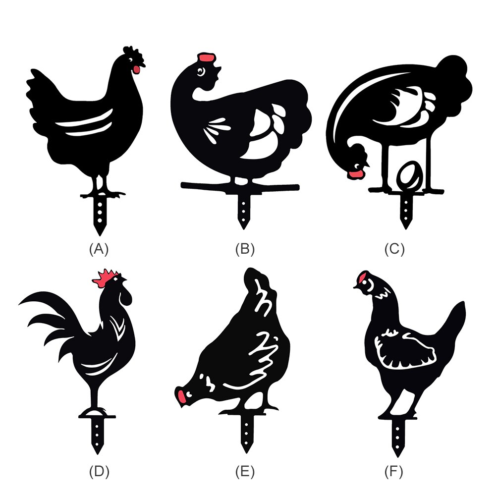 Kip Familie Hen Tuin Decoratie Acryl Hollow Out Kip Familie Tuin Standbeeld Achtertuin Gazon Stakes Kip Yard Art #38