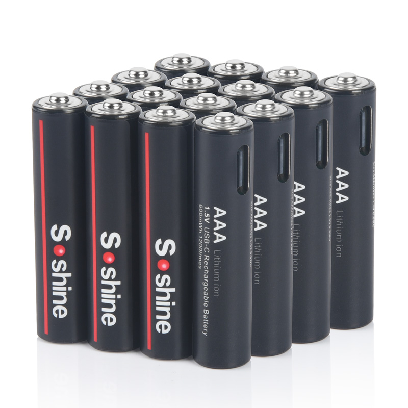 Batterie al litio USB Soshine da 600 mWh Batteria ricaricabile da 1,5 V AAA 600 mWh Ciclo di 1200 volte per topo giocattolo senza fili con telecomando: Blu