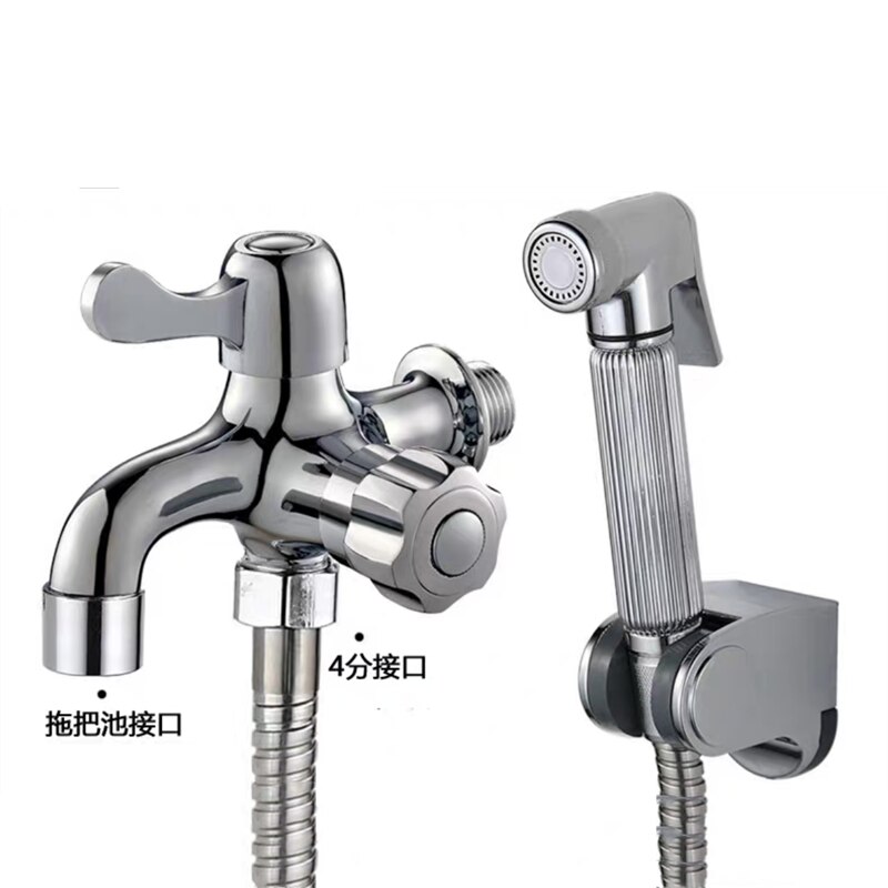 Washing Machine Faucet Chrome Brass Bathroom Accessories Wall Mounted Dual Control Bath Toilet Kits Garden Faucet Mop Pool Taps: D