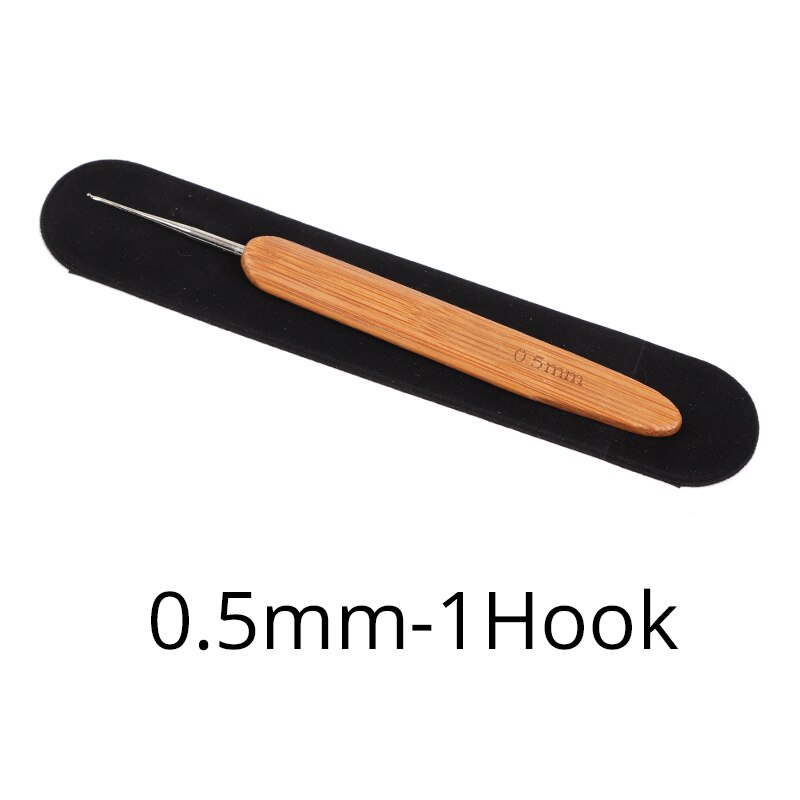 Juego de ganchos de ganchillo para extensiones de cabello, agujas de tejer con mango de bambú para Dreadlocks, herramienta de rastas de pelo, 0,5/0,75 Mm: 0.5mm 1 hook 3pcs