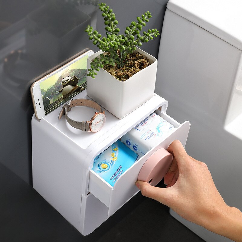Hole-Free Toilet Tissue Box Roll Toilet Paper Towel Rack Toilet Household Storage Rack Tissue bathroom accessories box