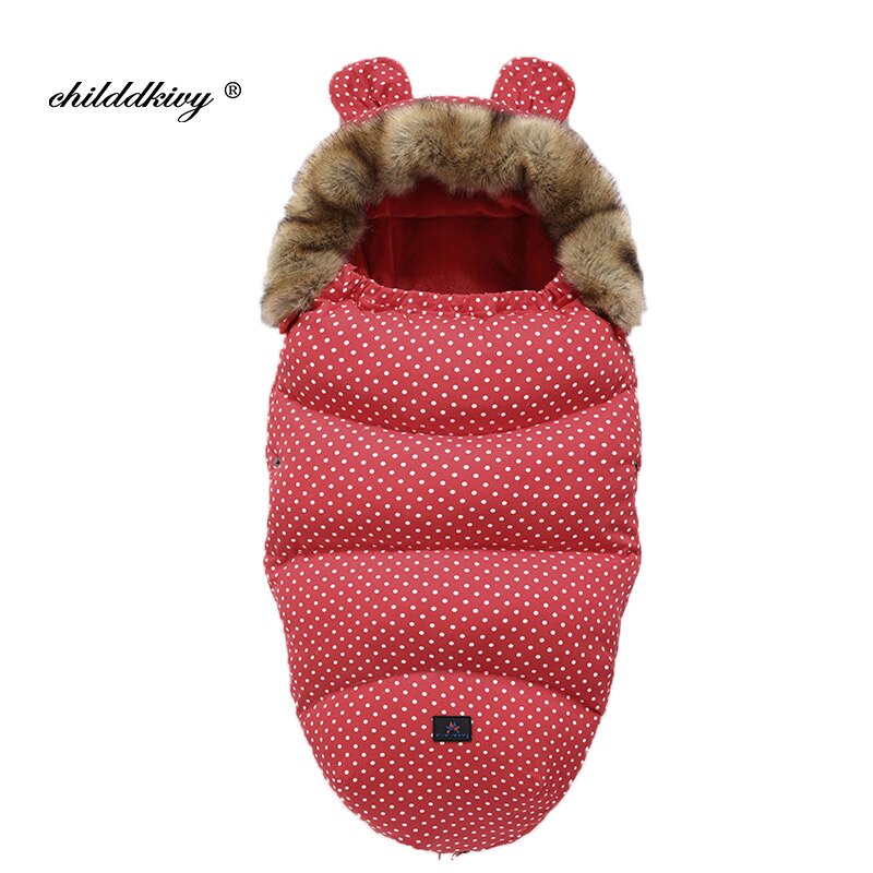 Winter Baby Kinderwagen Schlafsack Nette Ohr Schlafsack Für Kleinkind Warme Dicke Plus samt FußSack Neugeborenen Rollstuhl Umschläge: rot -Weiß