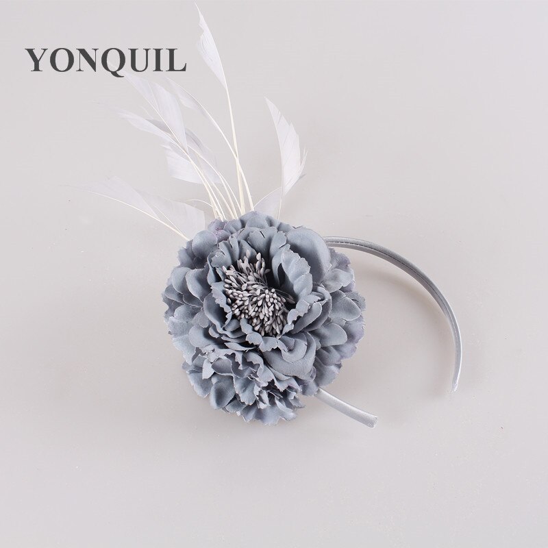 Vrouwen dames bloemen hoofdband bruid bruiloft haarband fascinators haaraccessoires fantasierijke veren hoofdtooi mesh huwelijk