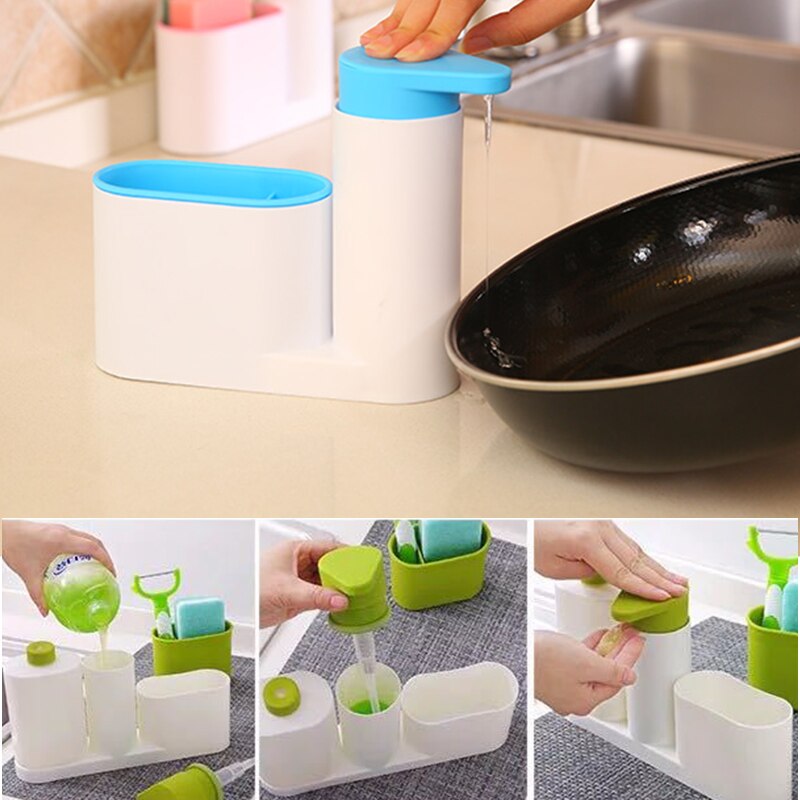 Boîte de rangement multifonctionnelle de 350ml, pour cuisine salle de bains, évier, savon liquide, détergent, distributeur de savon pour les mains en plastique ABS