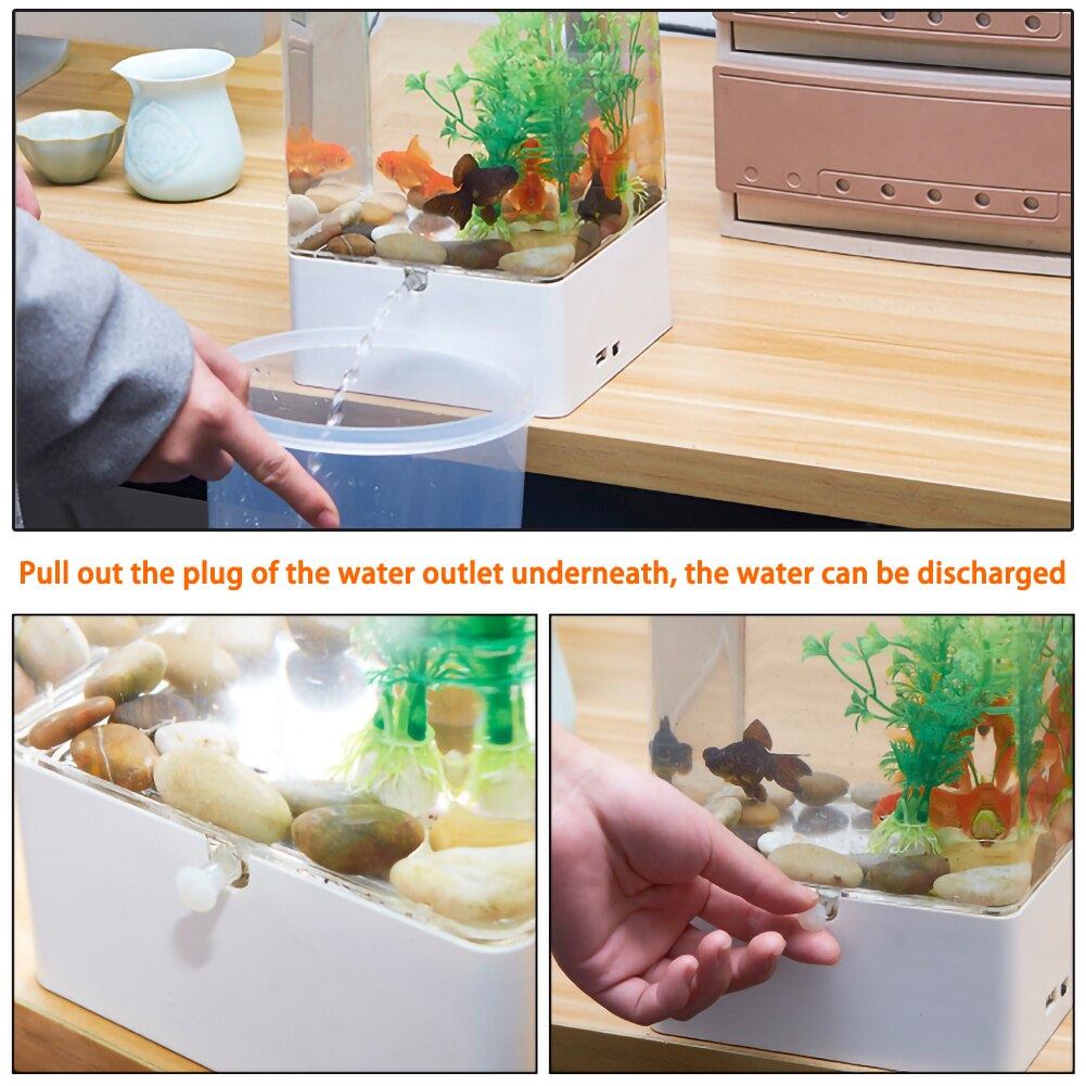 Self-cleaning Fish Tank Lazy Small Acrylic Goldfish Tank Desktop Transparent Bucket Fish Tank Ecological Bare Cylinder