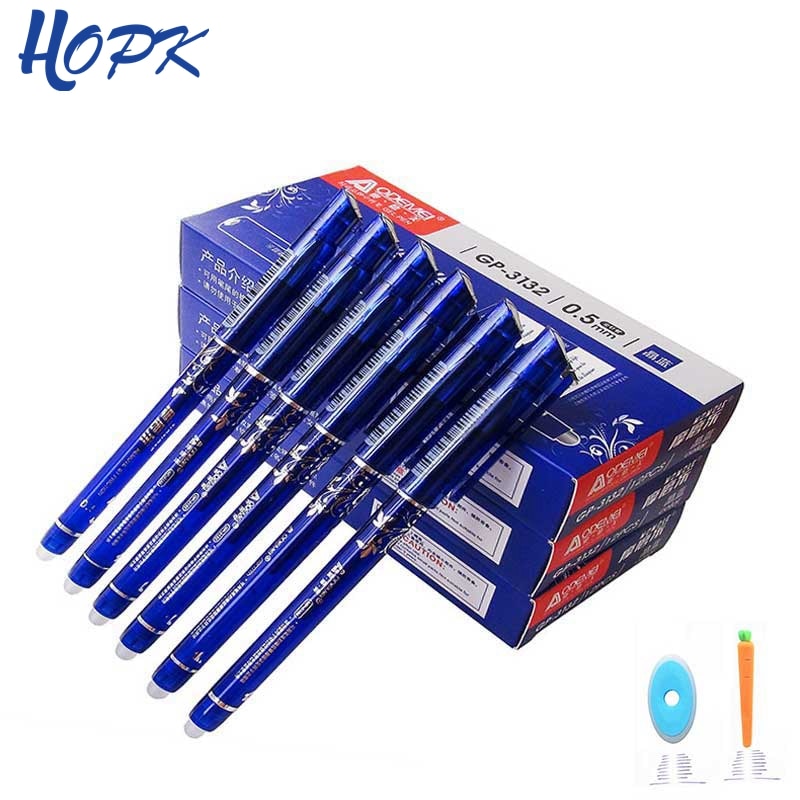 Sletbar pen spids 0.5mm blå sort pen vaskbart håndtag kuglepenne patron salg elev papirvarer kontor pen skrift