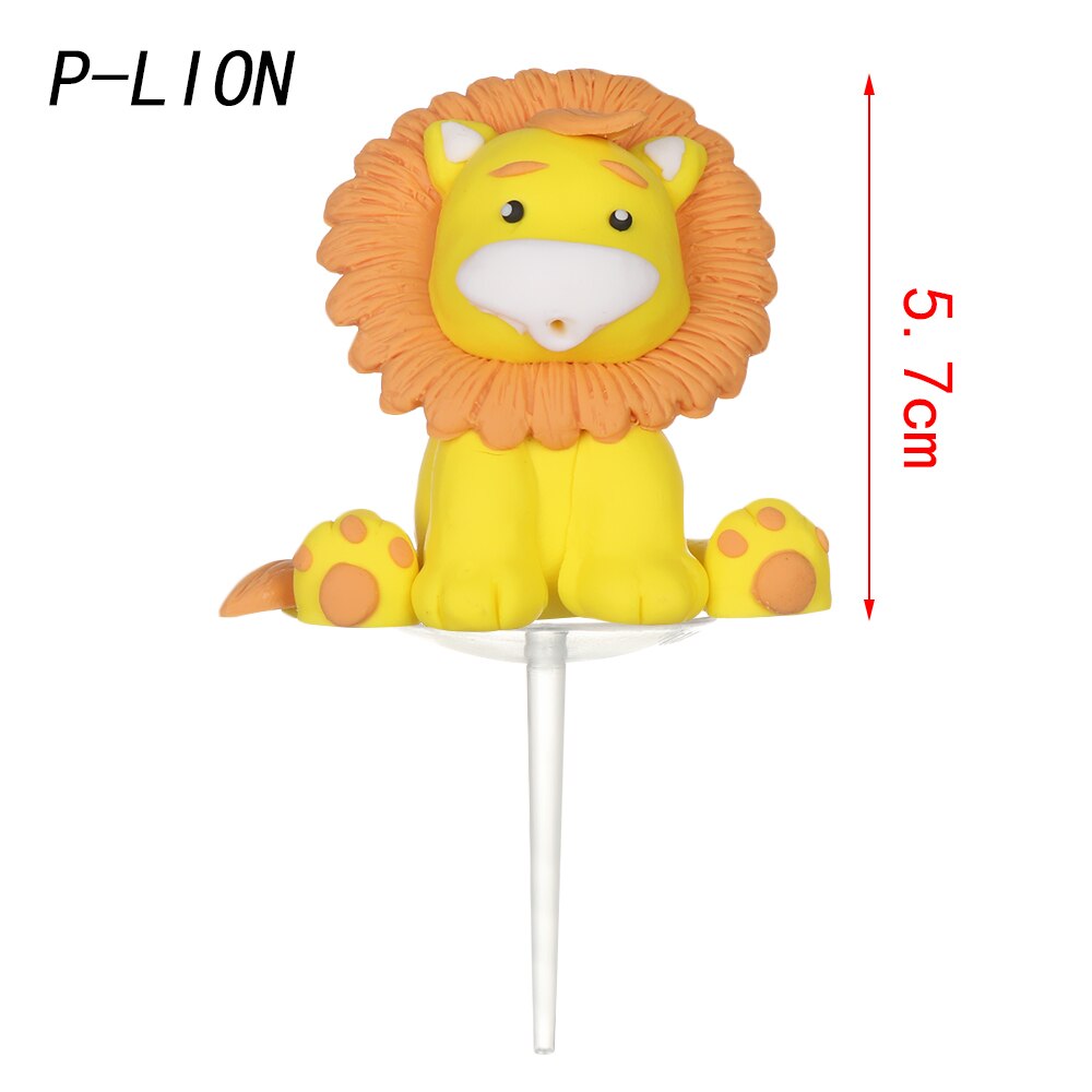 1PC Cartoon Animal Forest Trees Cake Toppers Soft Pottery Picks Cute Safari Jungle Animal DIY Craft Birthday Cake Decor