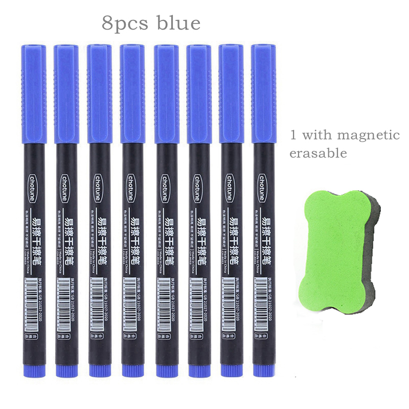 Haile 8pcs Erasable Whiteboard Pen 0.5mm Fine Point Black/Blue/Red Ink Blackboard Marker School Office Art Writing Stationery: plum