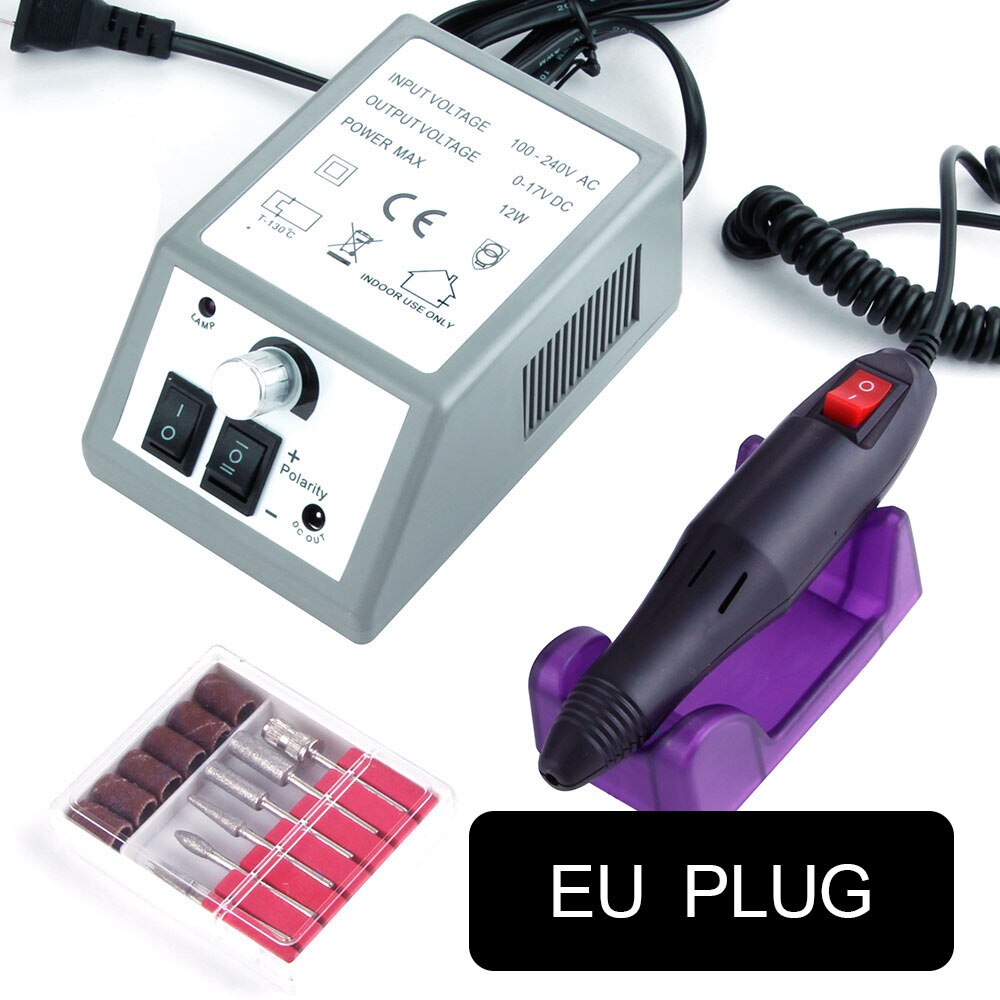 Elektrisk manicure sæt pedicure skærere neglebor sæt manicure maskine apparater neglefil værktøj keramisk cutte: Grå eu -stik