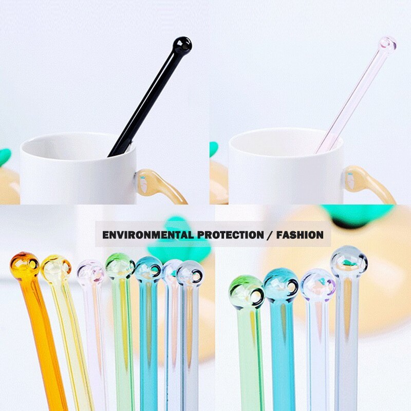 Colorful Glass Straws Reusable Party Smoothie Drinking Straws For Milkshake Juice Heat resistant Household Drinks Thick Straws