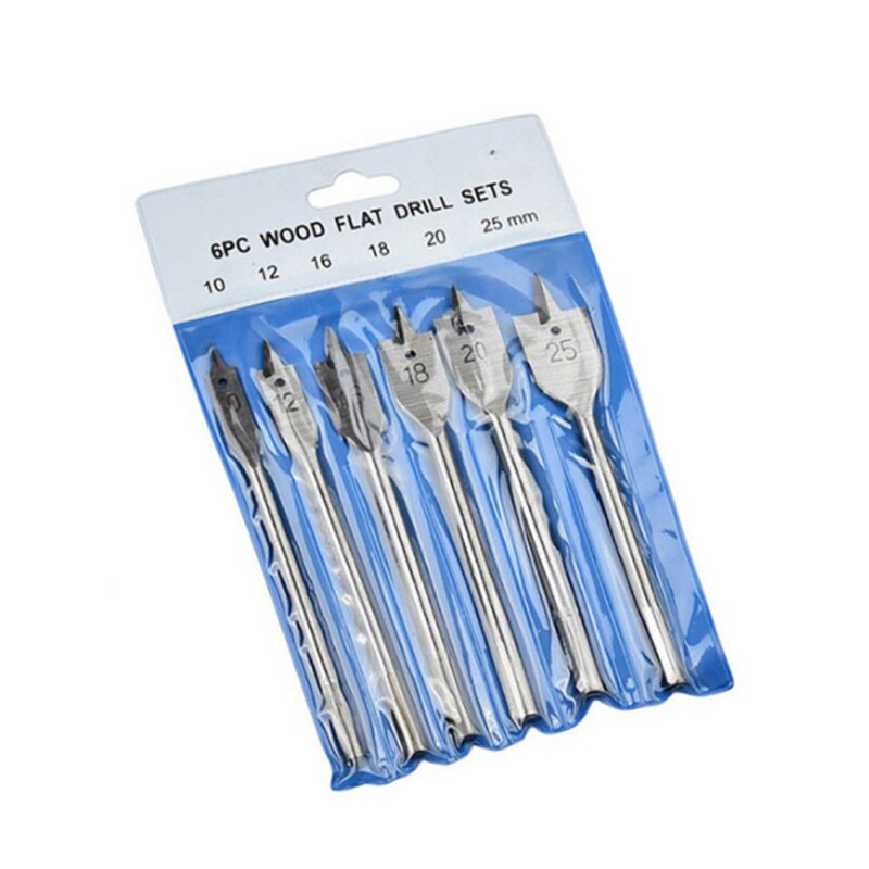 6 Stks/set 10-25Mm Platte Boren Duurzaam High-Carbon Staal Houten Hand Boor Titanium gecoat Spade Houtbewerking Power Tool