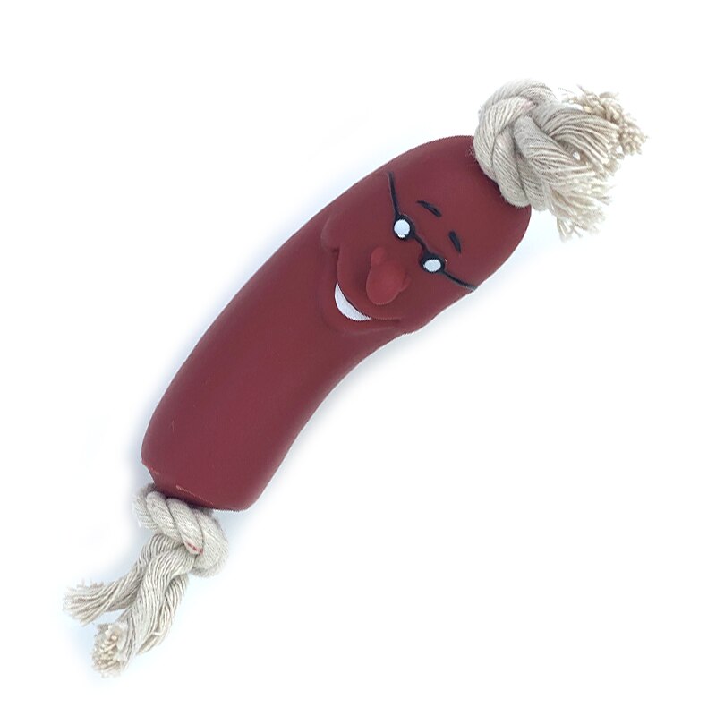 Expression Pet Dog Toy Red Sausage Cute Smiley face Healthy Latex Dogs Bite Cotton Rope Toy For Small Medium Puppy Pet Supplies: eyes