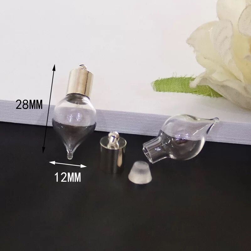 2pc 6mm mischen bilden glas Phiole Anhänger (metall kappe mit gummi stecker Mini glas charme/flasche miniatur fläschchen schmuck halskette: Nein10