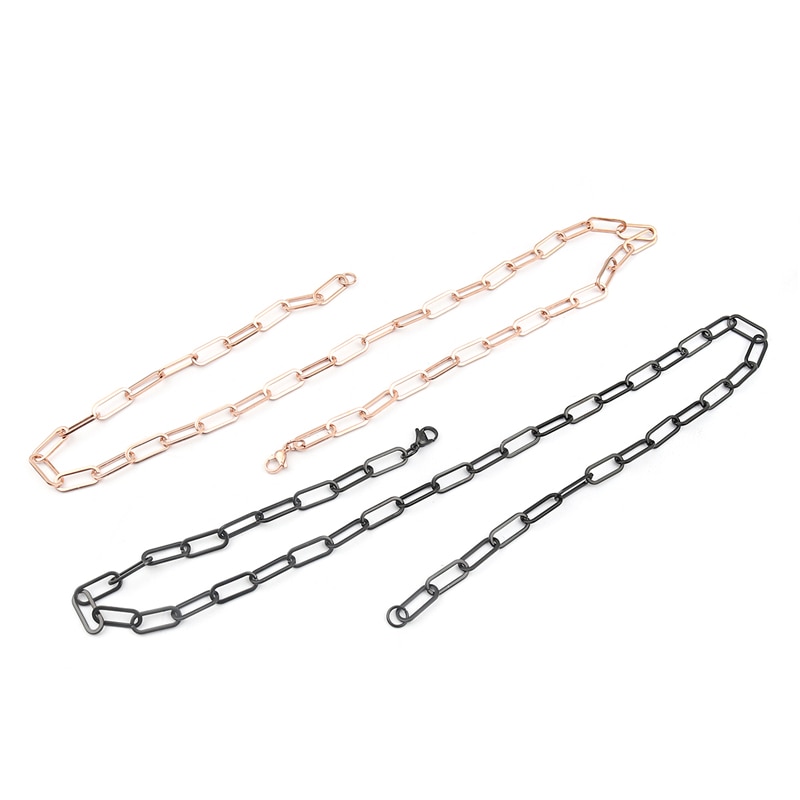 304 rustfrit stål link kabel kæde halskæde rose guld sølv farve ovale binders kæde smykker kvinder mænd 59.5cm/45cm, 1pc