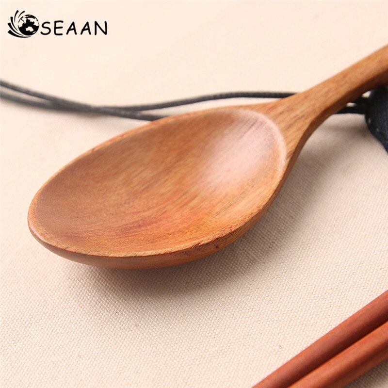 3 pièces fourchette cuillère baguettes ensemble cuisine bambou couverts ensemble en bois paille vaisselle ensemble avec sac en tissu voyage couverts ensemble gadgets