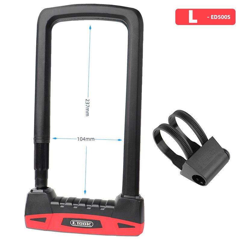 Etook Bicycle U-Lock W/ Mount Bracket Motorcycle E-Bike U-shaped Lock Safety Device Cut Resistant S L Multi Colors: Red L