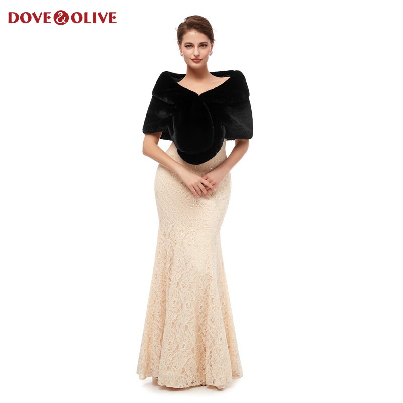 Chales negros de piel para mujer, abrigos para vestidos formales de boda, prendas de vestir exteriores de boda, capa nupcial, otoño e invierno, Boleros cálidos, novedad de