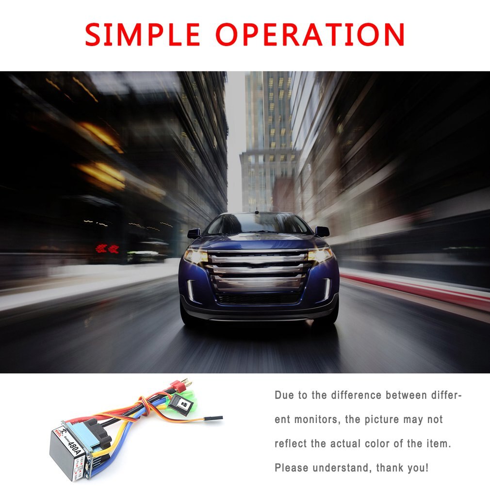 480A Brushed ESC Dual-way Bidirectional ESC Water/Air-cooled Waterproof Speed Controller for RC Cars/Boats with fan