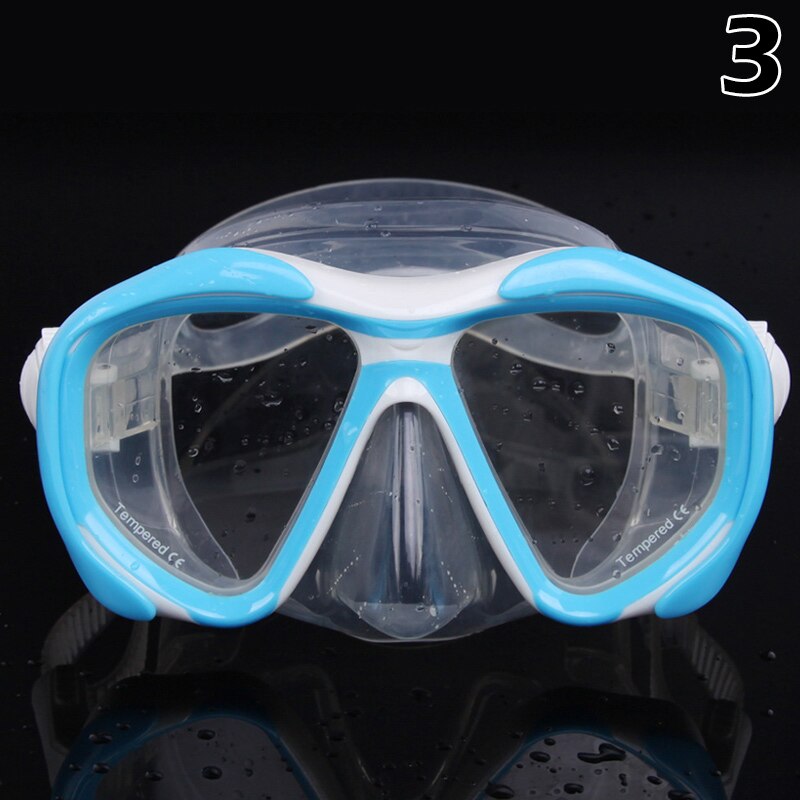 Adult Swimming Goggles Tempered Glass Wide View Anti-fog Snorkel Mask XR: 3