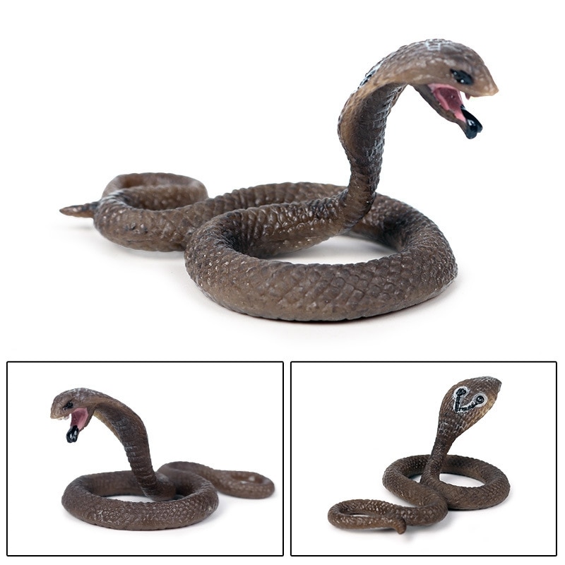 Solid Simulation Wildlife Snake Toy King Cobra Small Cobra Model Amphibian Reptile Decoration