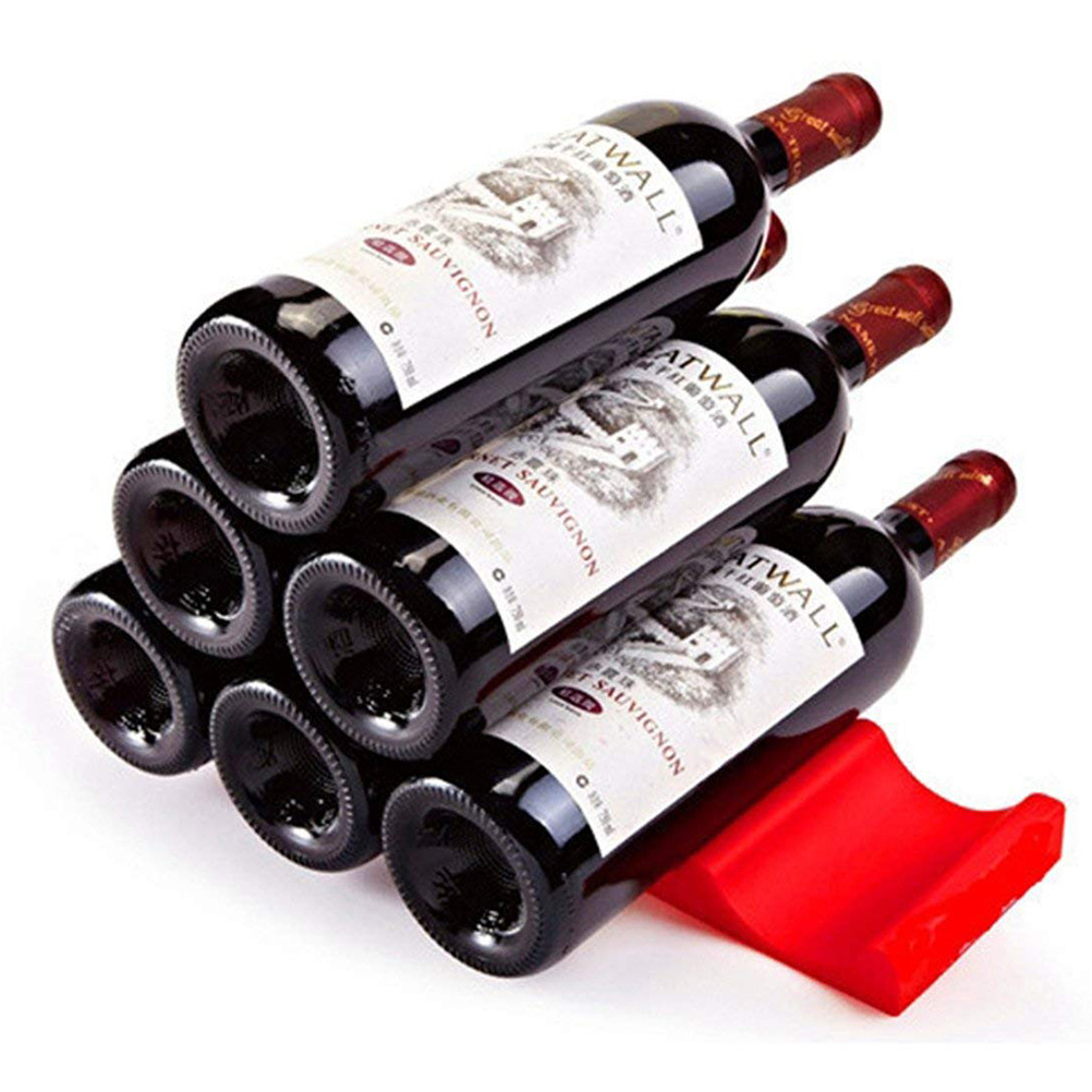 Organizador de botellas de vino y cerveza, soporte de silicona duradero para nevera, accesorios de barra de herramientas para apilar, color rojo y azul, novedad