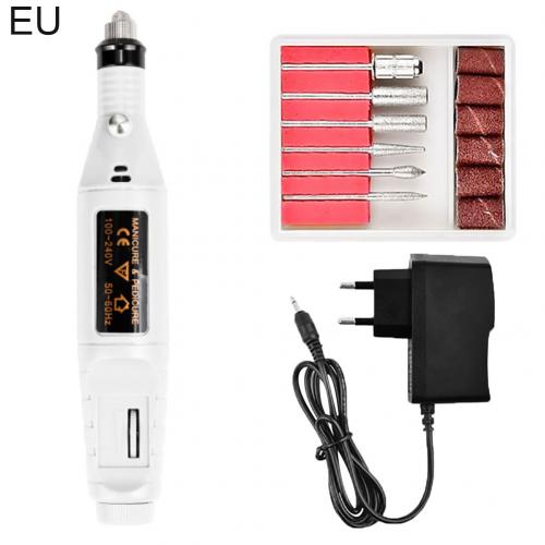 Electric Nail Drill Machine Pen Apparatus For Manicure Milling Cutters Electric Nail Sander Pedicure Manicure with usb line: White / EU Plug