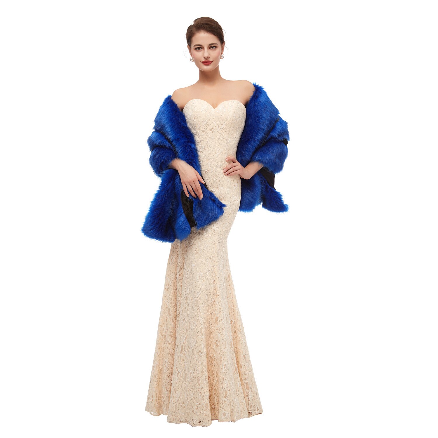 Bont Sjaal Bruiloft Wrap Vrouwen Winter 3/4 Lengte Mouwen Bridal Wraps Warm Bont Boleros Bridal Jacket Avond jas