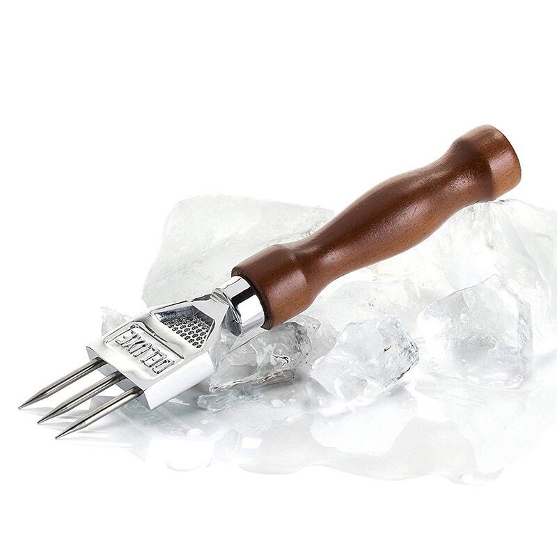 Top Ice Pick - Sturdy Ice Chipper with Solid Wood Handle, 304 Stainless Steel Three Pronged Ice Crusher for Cocktail Barten