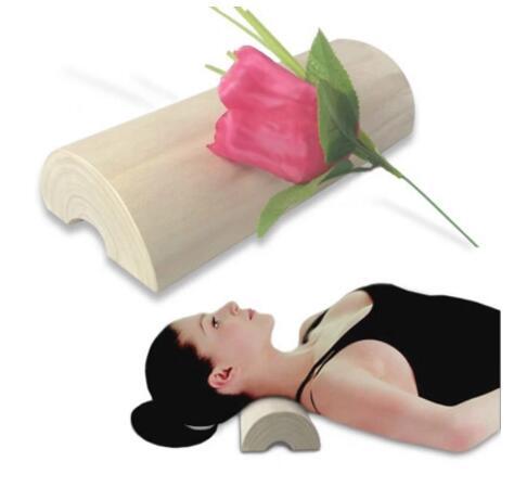 Almohada redonda de madera sólida para cuello, cojín de madera curvo para masaje cervical, cojín de madera dura
