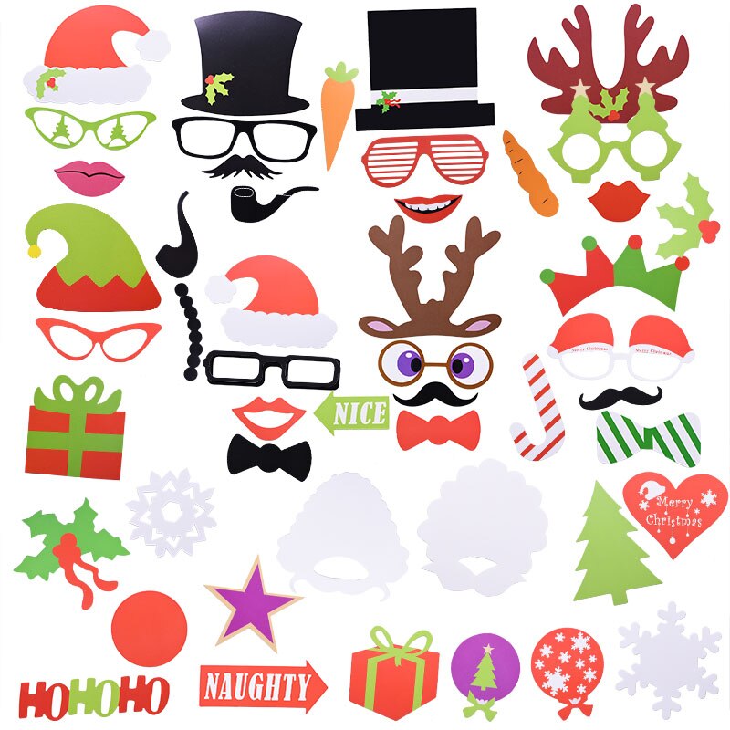 Gelukkig Nieuwjaar 2022 Party Decoraties Photo Booth Props Vrolijk Chritmas Photobooth Fotografie Props Voor Familie Xmas: 50 pieces