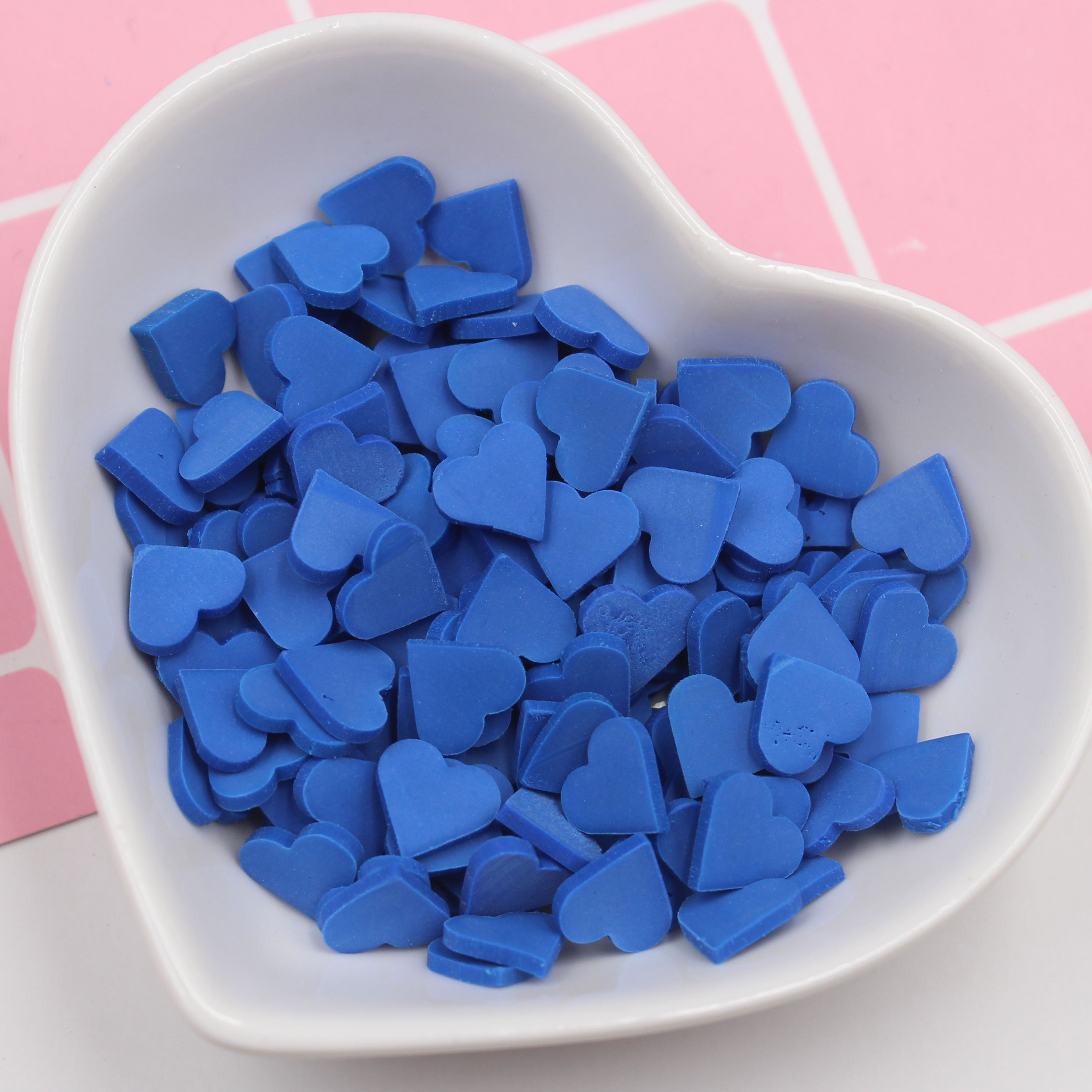 100g/Lot 8mm Heart-Shaped Polymer Clay Sharp-bottomed Heart Slices Sprinkles for Arts Decoration Diy Crafts Filler Accessories: 8MM-Dark Blue