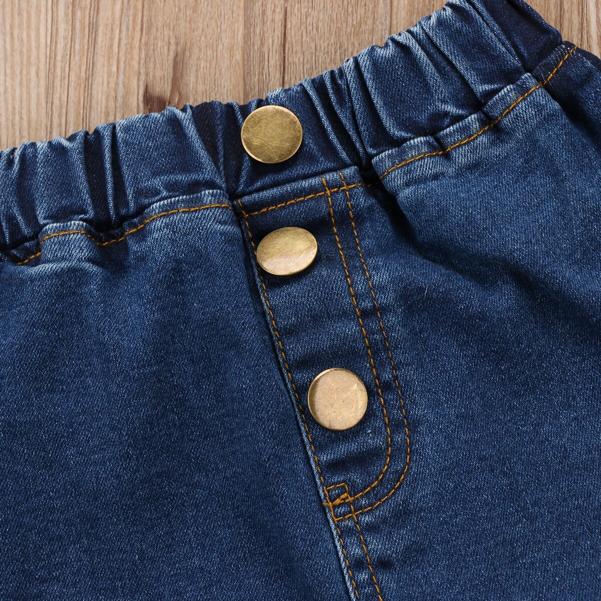 Kids Baby Girls Soft Denim Bell Bottom Boot Cut Pants Jeans Hit Color Wide Leg Trousers