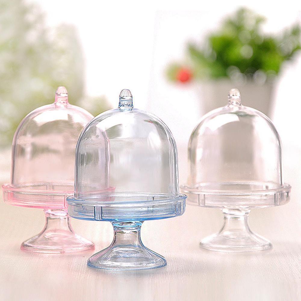 Doorzichtige plastic snoepdoos mini taartstandaard cupcake douchedoos feest bruiloft baby gunst voor kinderen decoratie verjaardag  h9 e 7