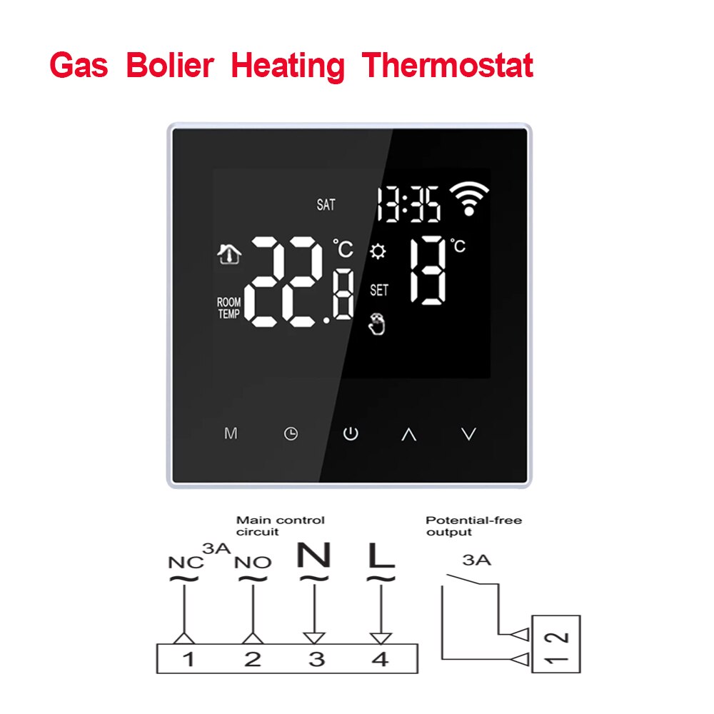Tuya Wifi Smart Programmierung Fußbodenheizung Thermostat LCD Display Temperatur Controller Handy Wireless Touch Screen: TGR81-WIFI-WPB