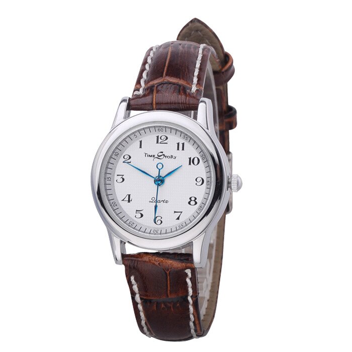 Lovers 'Quartz Horloge Reverse Linksom Olie Druk Wijzerplaat Waterdichte Reverse Leather Lovers' Horloges: Ms brown